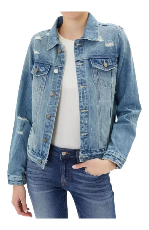 Comfortable Outfit For Women Everyday Denim Jacket In Blue