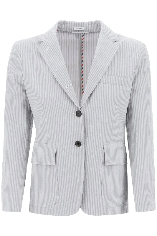 High-End Fashion, Low-End Prices – Sale Happening Now Thom e Women's Seersucker Single-Breasted Jacket