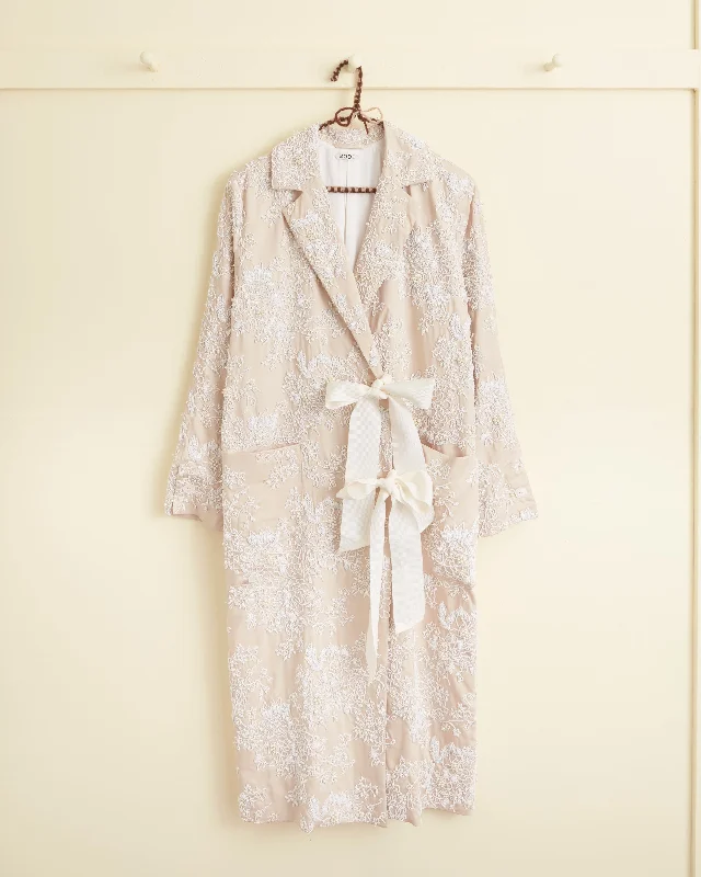 Stylish Fashion Clearance – Last Chance To Save Beaded Perennial Jacquard Coat