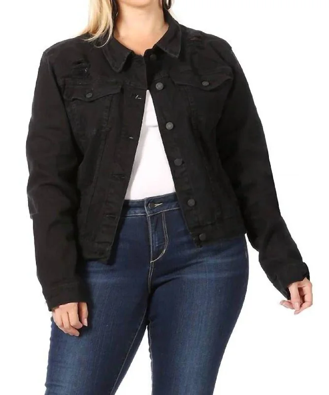 Casual Clothing For Women Classic Distressed Jacket In Black