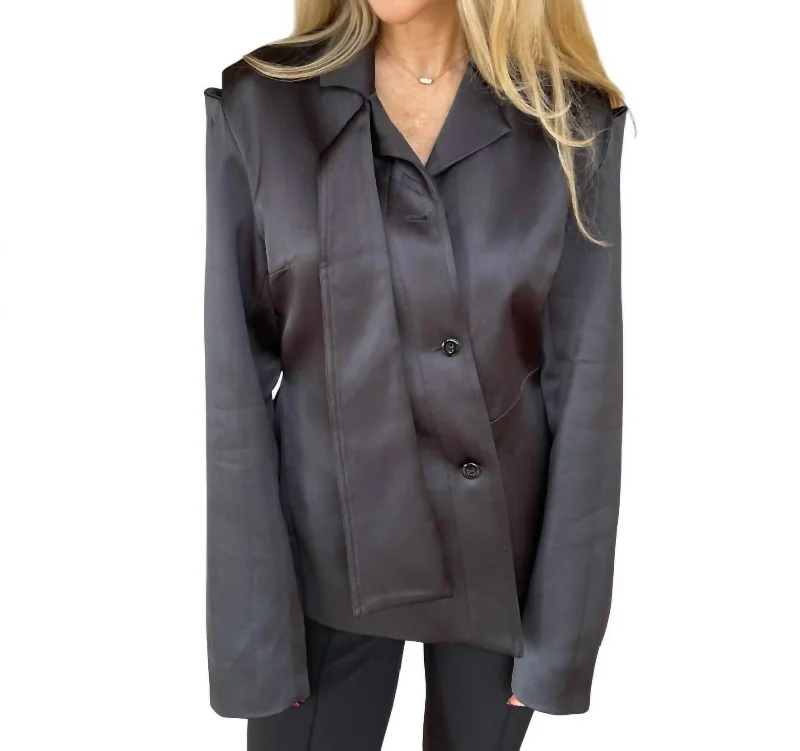 Women's Formal Clothes Nanci Satin Jacket In Jet Black