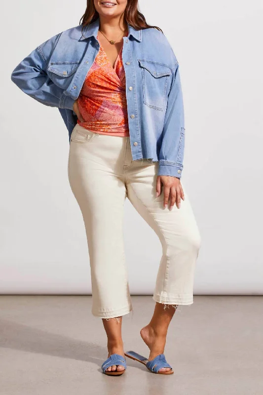 Women's High-End Clothing Crop Curvy Denim Jacket In Sky Blue