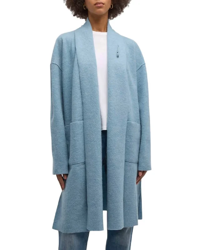 Women's Vintage Garments Knee Length Coat In Blue Steel