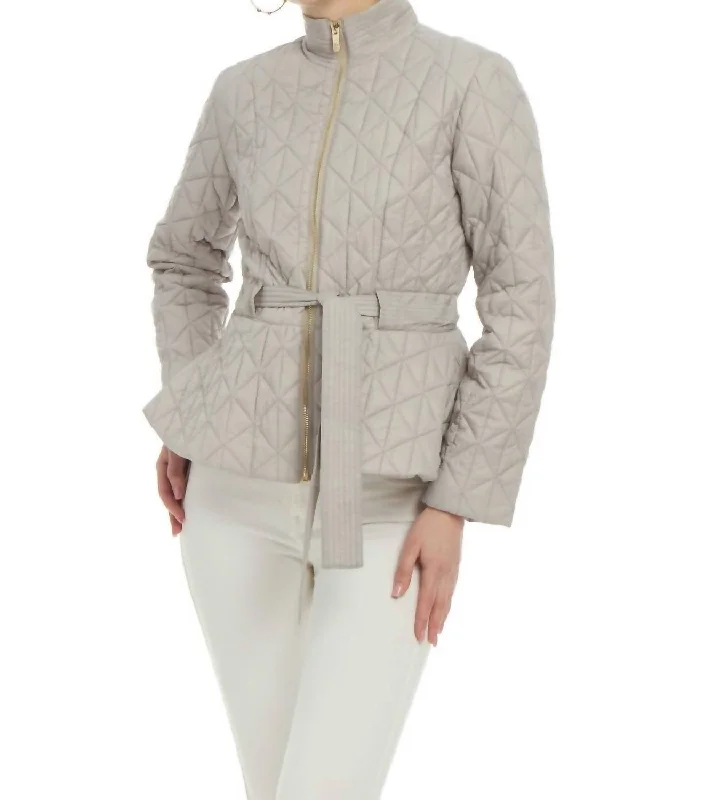 Casual Chic Clothing For Women Pamela Diamond Puffer Jacket In Pearl Grey