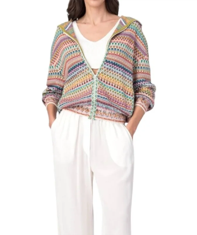 Women's Active Clothing Striped Jacquard Jacket In White