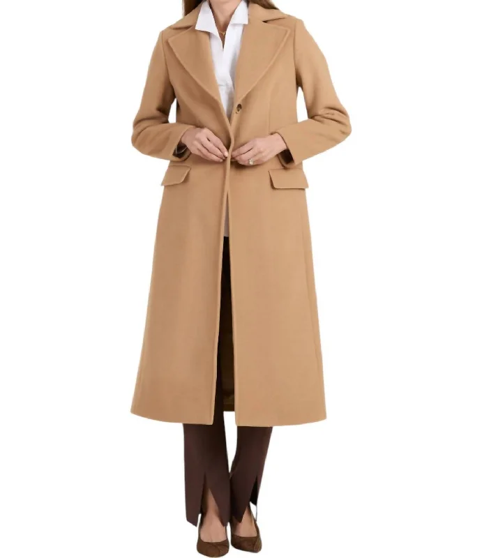 Women's Apparel And Garments Single-Breasted Coat In Camel