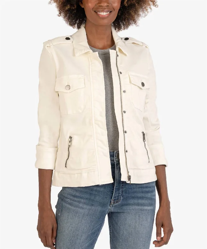 Stylish Women's Clothing Amanda Utility Denim Jacket In Ecru