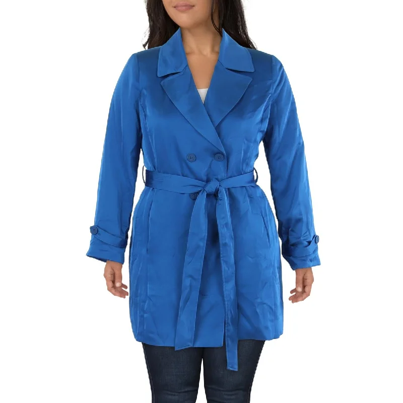 Women's Chic Outerwear Garments Womens Satin Midi Trench Coat