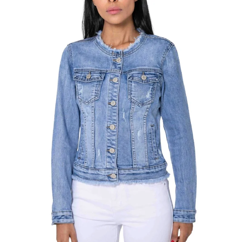 Women's Clothing For Outdoor Activities Jean Jacket In Light Blue