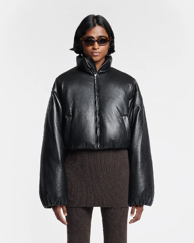 High-Quality Fashion At Discounted Prices – Shop Today Lilima - Cropped Okobor™ Alt-Leather Puffer Jacket - Black