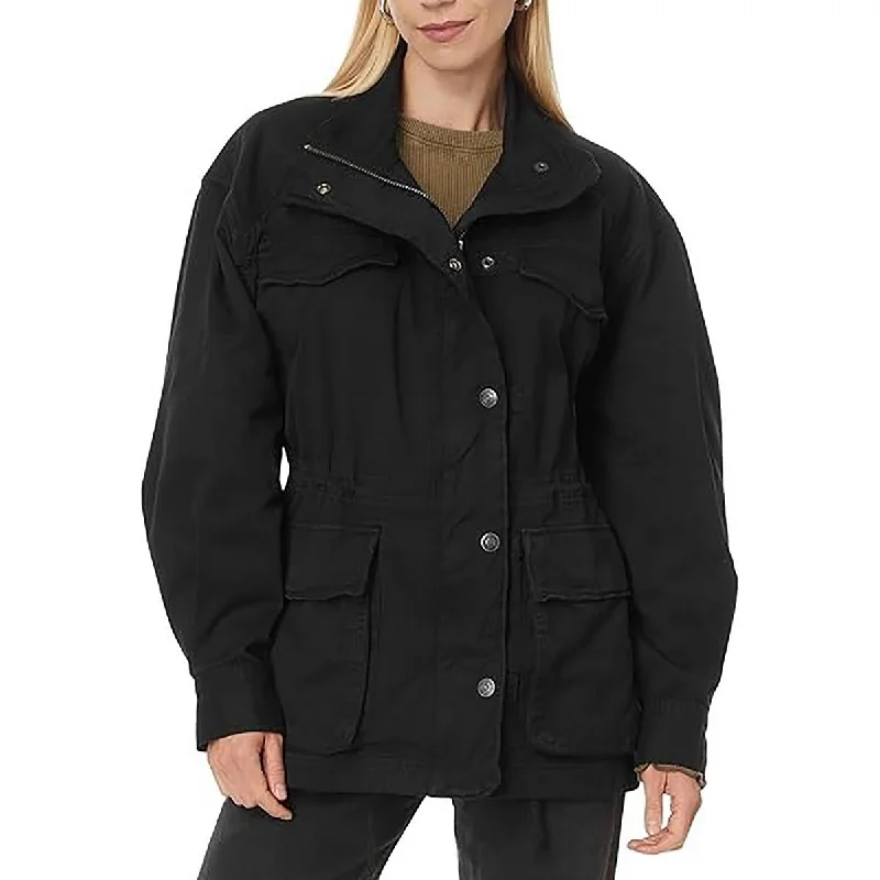 Women's Resort Apparel Womens Drawstring Hem Cotton Utility Jacket