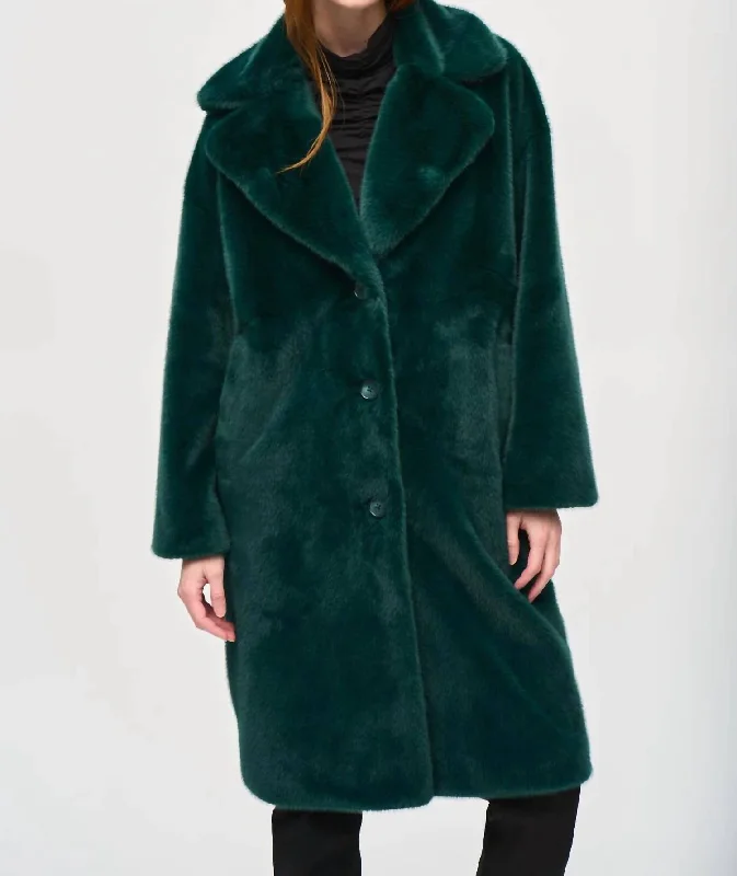 Dress In Style With Our Special Clothing Promotions Faux Fur Straight Coat In Absolute Green