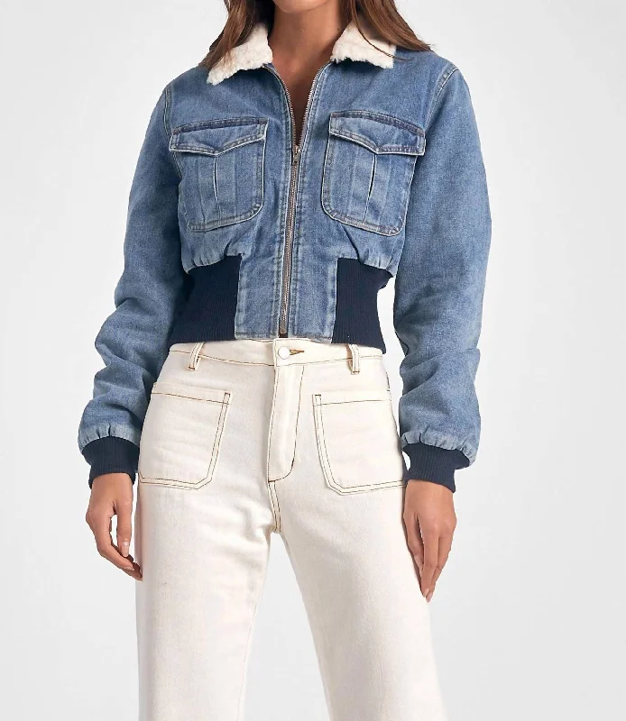 Limited-Time Fashion Sale – Shop Your Favorite Styles Now Denim Jacket Fur Collar In Blue