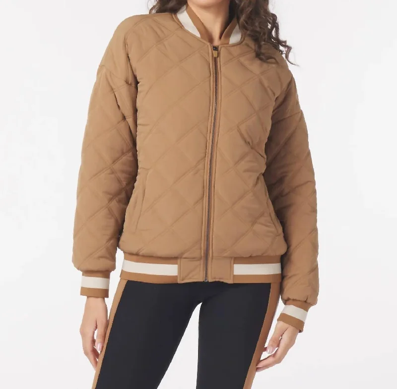 Women's Romantic Outfit Varsity Jacket In Almond/oatmilk