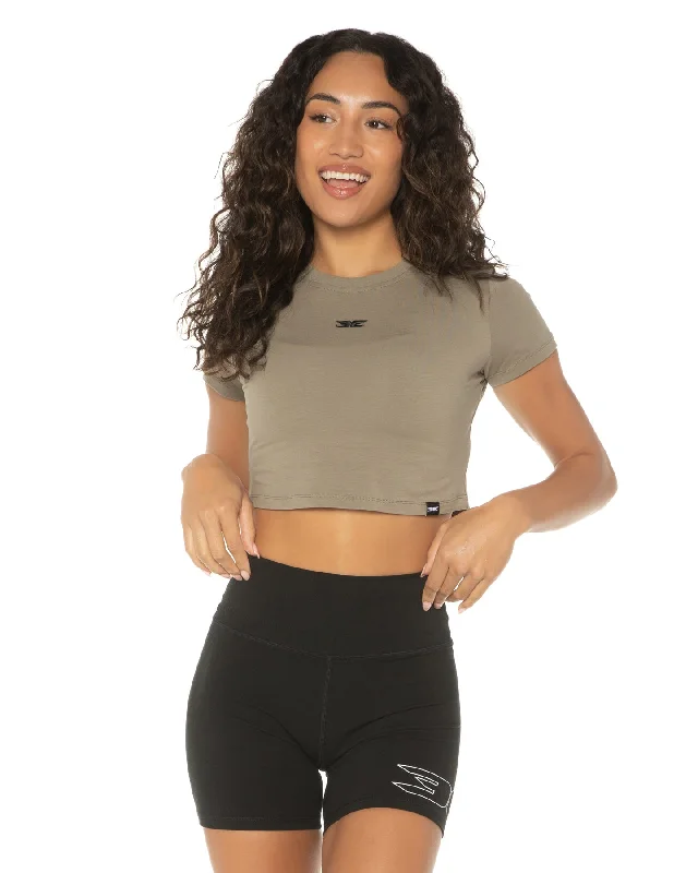 Elite Crop Tee - Khaki