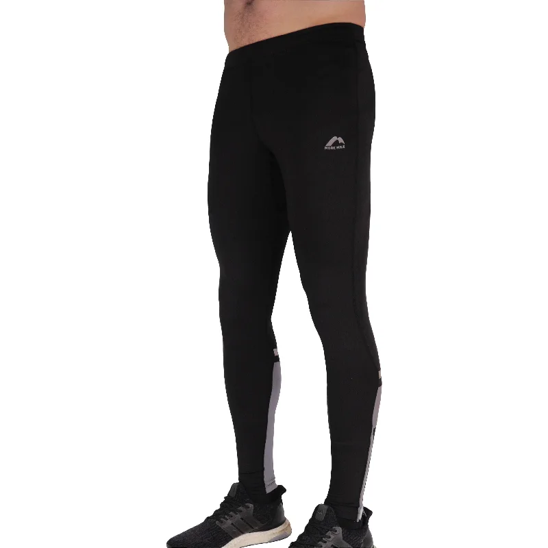 More Mile Power Mens Long Running Tights - Black