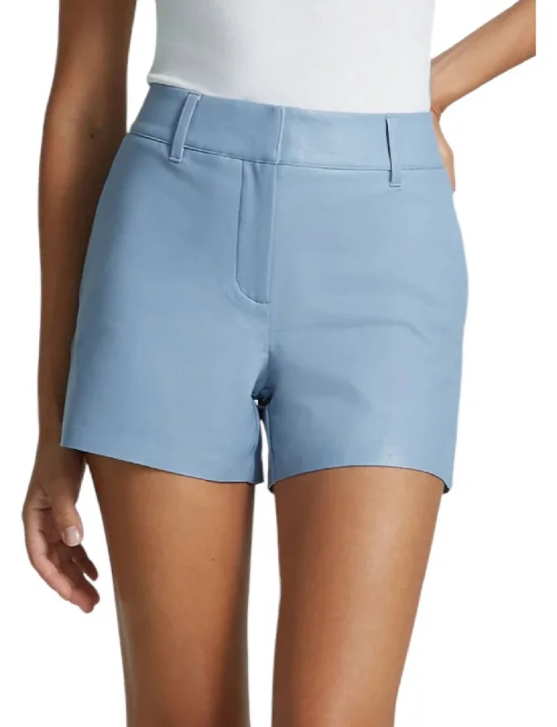 Faux Leather Tailored Short In Vintage Blue